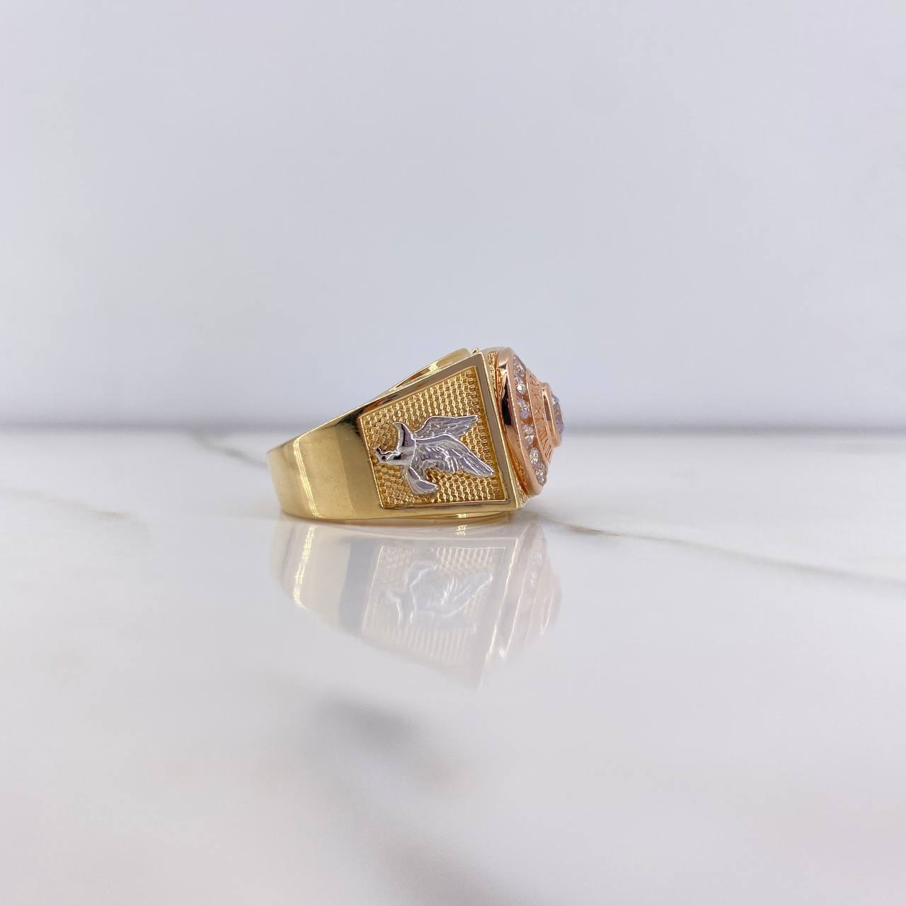 Anillo Crono Tempo Aguila 12.3gr / T11 / Circones Blancos Tres Oros $