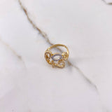 Anillo Love 4.2gr / T7 1/2 / Circones Blancos Dos Oros Amarillo Blanco $