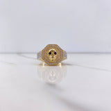 Anillo Sello Octagonal Calavera 7.9gr / T10 3/4 / Circones Blancos Dos Oros Amarillo Blanco $