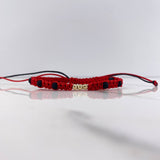 Pulsera Roja Bolas Diamantadas 0.25gr / 3mm Neoprenos Negros Oro Amarillo $