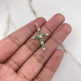 Dije Cruz Penitencia 1.8gr / 3cm / Circones Verdes Dos Oros Blanco Rosa $