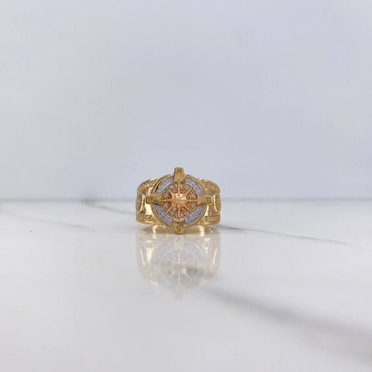 Anillo Brujula 11gr / T9 / Circones Blancos Tres Oros $