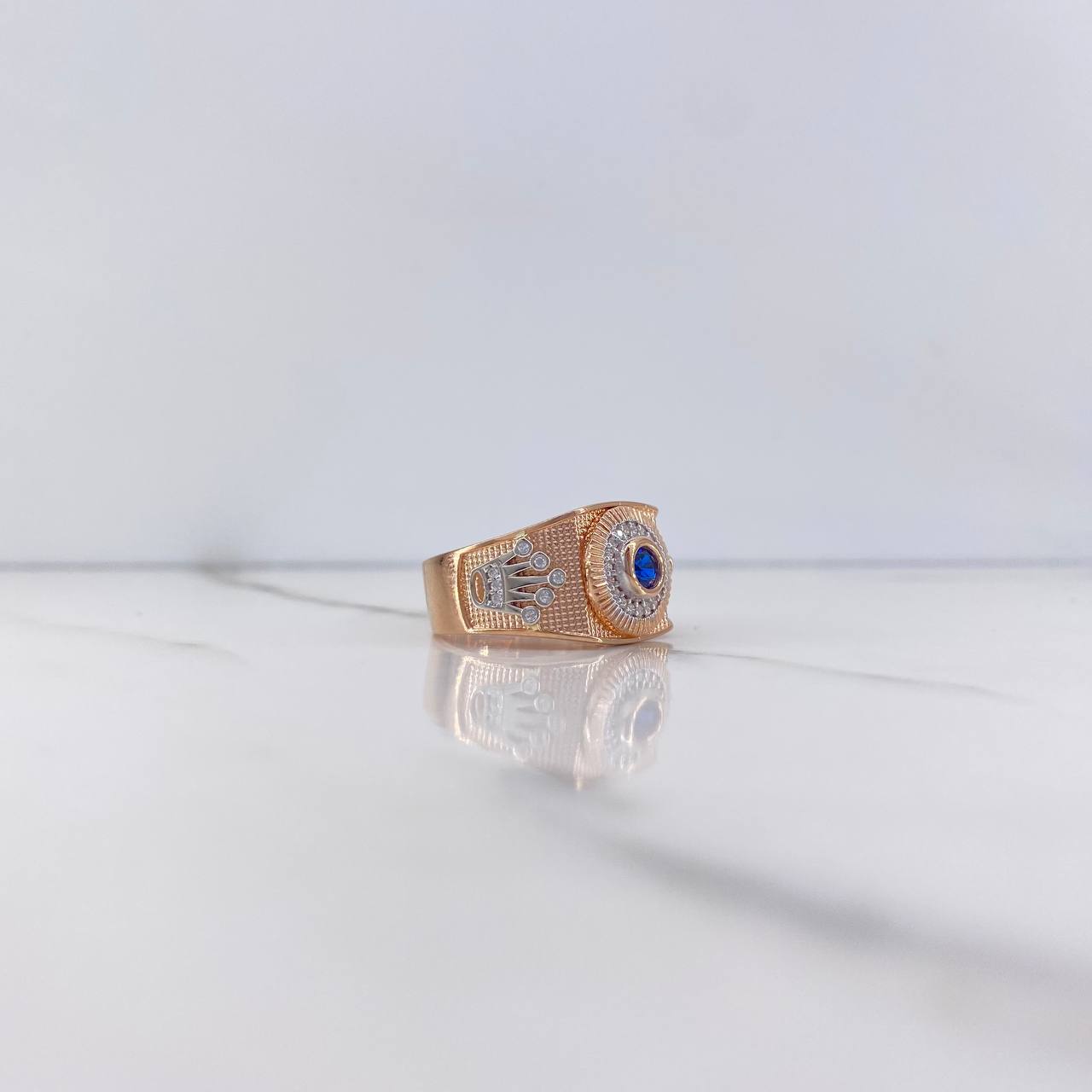 Anillo Crono Tempo Coronas 8.35gr / T10 1/4 / Circones Azul Blancos Dos Oros Blanco Rosa $