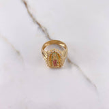 Anillo Virgen Guadalupe 6.85gr / T8 / Circones Fucsias Verdes Blancos Oro Amarillo $