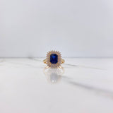 Anillo Solitario Halo 4.05gr / T6 / Circones Azul Blancos Oro Amarillo $