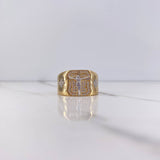 Anillo Cruz Cristo 8.35gr / T10 1/4 / Circones Blancos Dos Oros Amarillo Blanco $