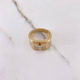 Anillo Cruz Cristo 8.35gr / T10 1/4 / Circones Blancos Dos Oros Amarillo Blanco $