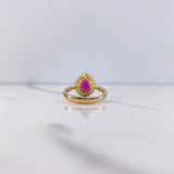 Anillo Gota Halo 3.8gr / T6 3/4 / Circones Fucsia Blancos Oro Amarillo $