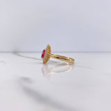 Anillo Gota Halo 3.8gr / T6 3/4 / Circones Fucsia Blancos Oro Amarillo $