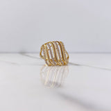 Anillo Lineas 2.6gr / T7 1/2 / Circones Blancos Oro Amarillo $