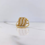 Anillo Lineas 2.6gr / T7 1/2 / Circones Blancos Oro Amarillo $