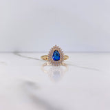 Anillo Gota Halo 3.8gr / T7 1/4 / Circones Azul Blancos Oro Amarillo $