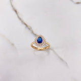 Anillo Gota Halo 3.8gr / T7 1/4 / Circones Azul Blancos Oro Amarillo $