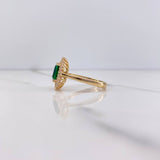 Anillo Solitario Halo 4.1gr / T7 1/2 / Circones Verde Blancos Oro Amarillo $