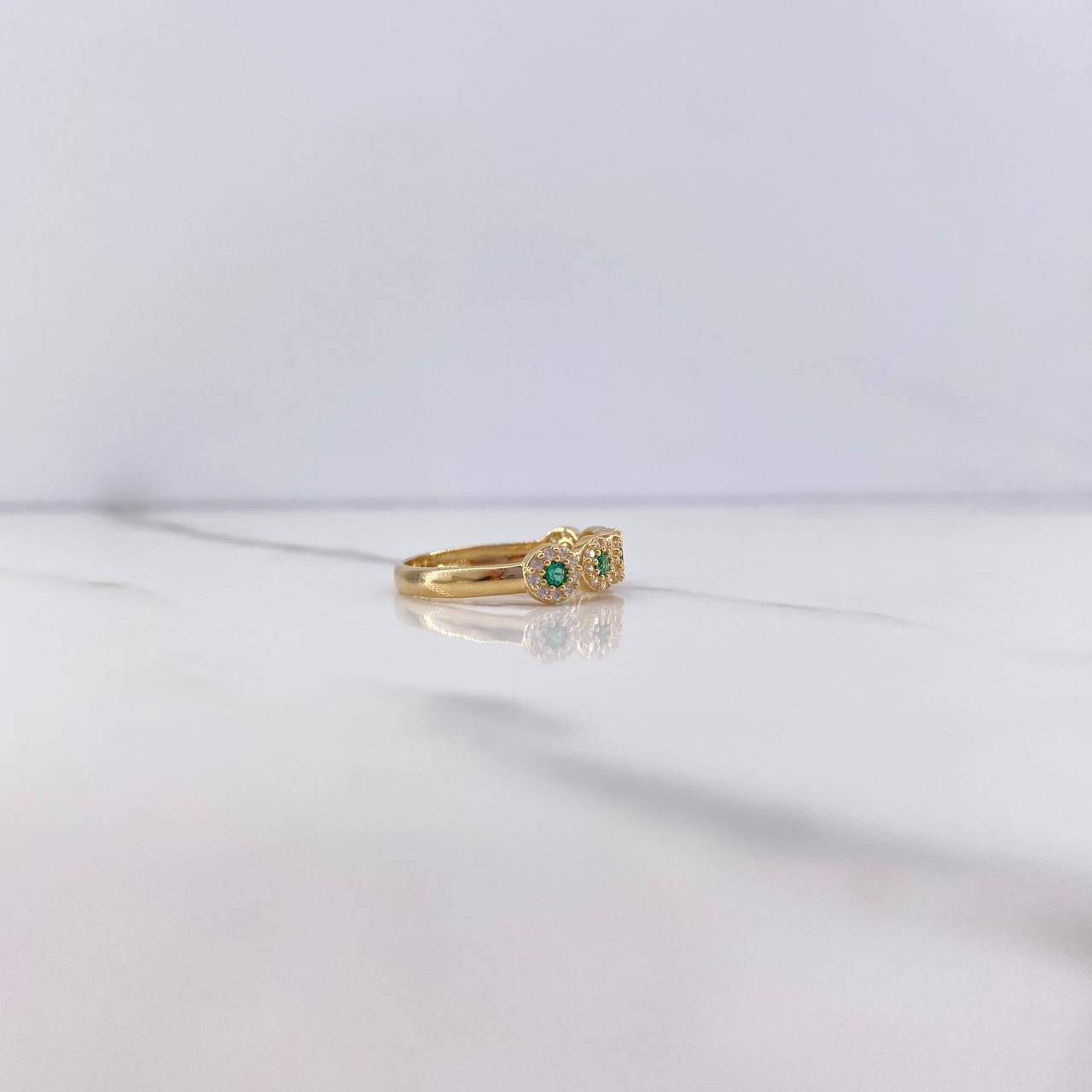 Anillo Churumbela Tupida 2.3gr / T6 3/4 / Circones Verdes Blancos Oro Amarillo $