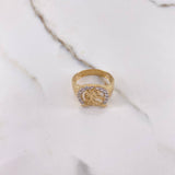 Anillo Herradura Caballo 6.55gr / T10 1/2 / Circones Blancos Dos Oros Amarillo Blanco $