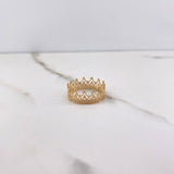 Anillo Corona Reina 2.2gr / T6 1/4 / Circones Blancos Oro Amarillo $