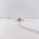 Anillo Flor 2.4gr / T7 1/4 / Circones Rosado Blancos Oro Amarillo $