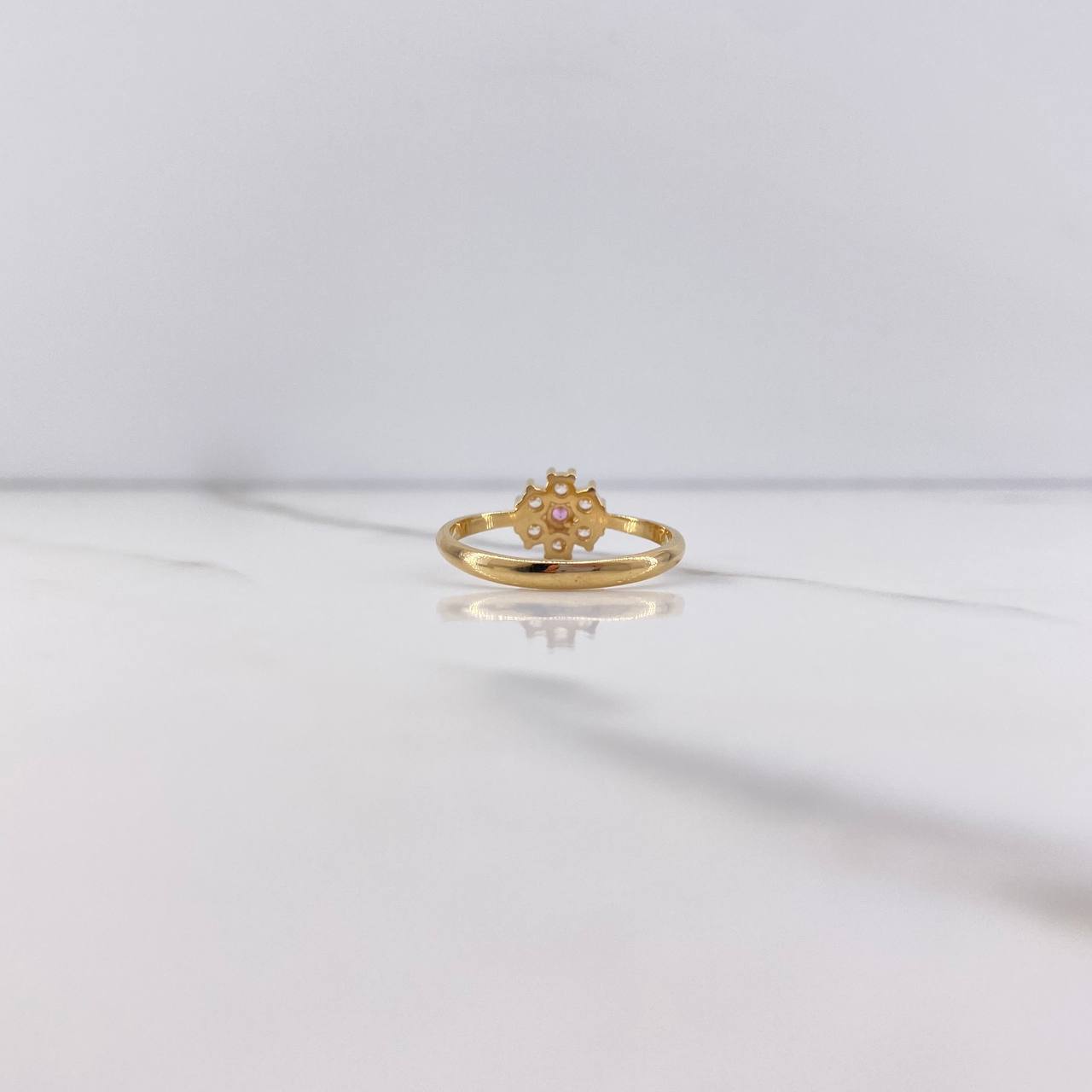 Anillo Flor 2.4gr / T7 1/4 / Circones Rosado Blancos Oro Amarillo $