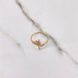 Anillo Cruz Fe 1.8gr / T6 1/4 / Circones Blancos Oro Amarillo $