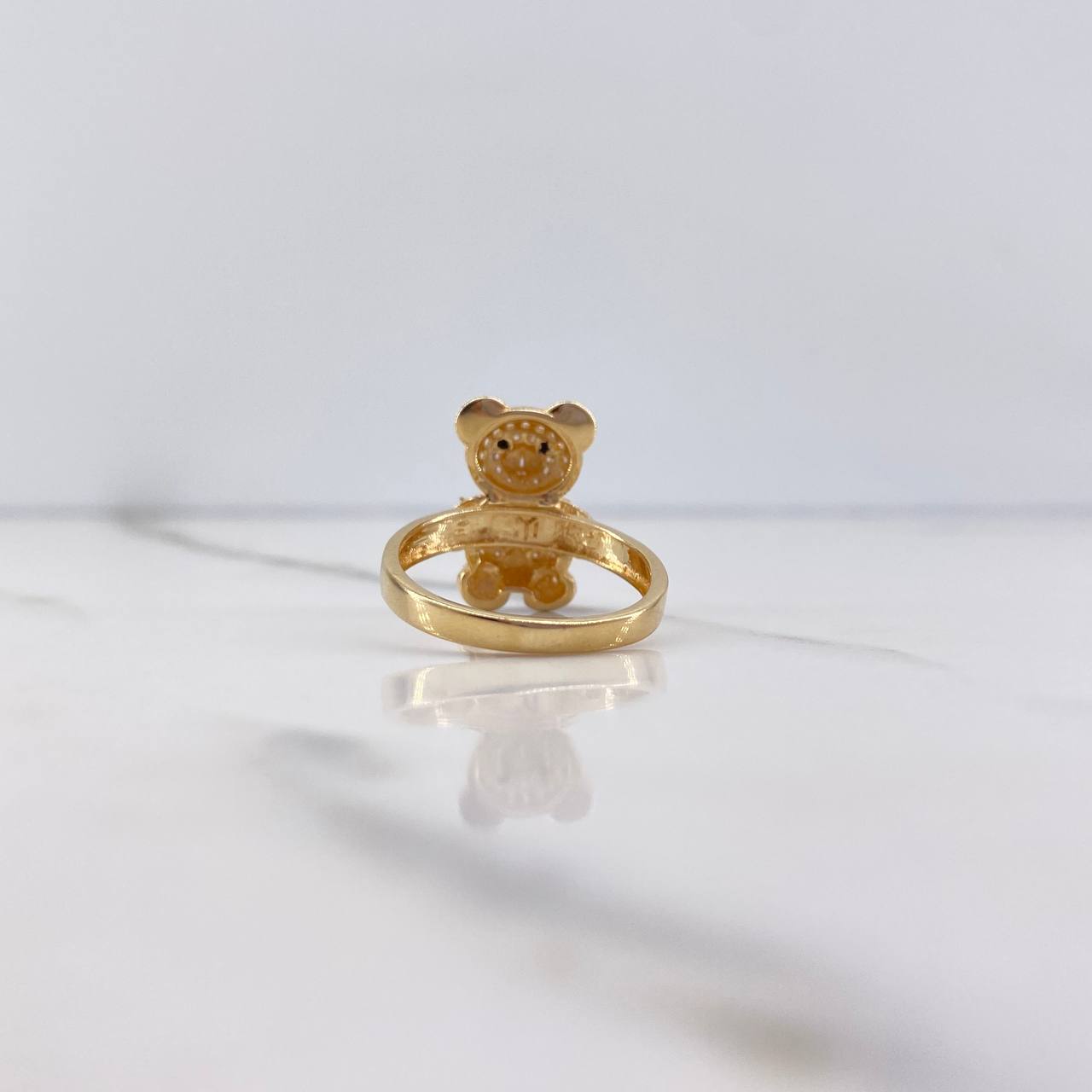 Anillo Oso 4gr / T6 1/2 / Circones Negros Blancos Oro Amarillo $