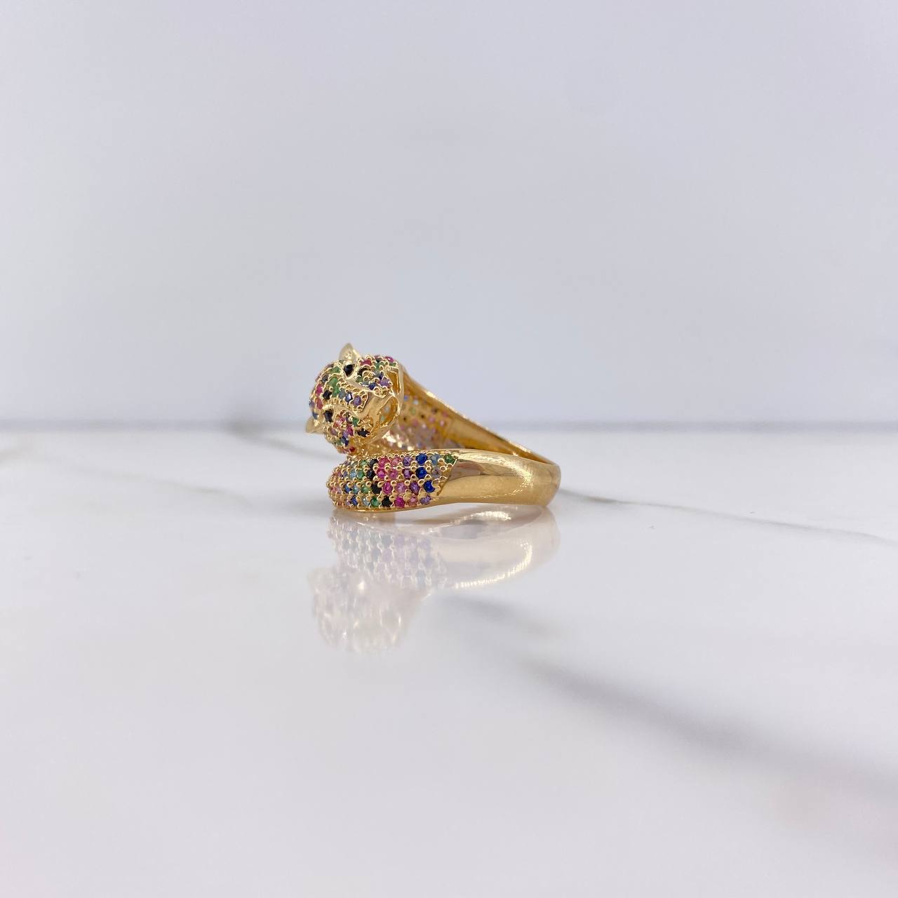 Anillo Pantera 7.45gr / T6 1/4 / Circones Colores Oro Amarillo &