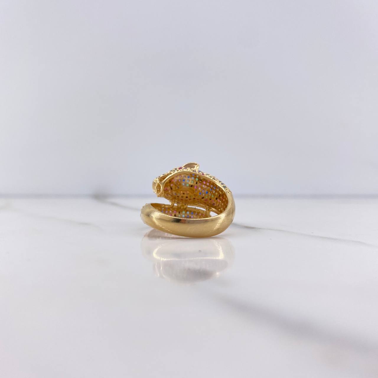 Anillo Pantera 7.45gr / T6 1/4 / Circones Colores Oro Amarillo &