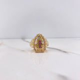 Anillo Virgen Guadalupe 7.35gr / T8 / Circones Fucsias Verdes Blancos Oro Amarillo $