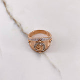 Anillo Herradura Caballo 10.75gr / T9 / Circones Negros Blancos Dos Oros Blanco Rosa $