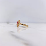 Anillo Solitario Halo 4.1gr / T7 / Circones Fucsia Blancos Oro Amarillo &