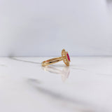 Anillo Solitario Halo 4.1gr / T7 / Circones Fucsia Blancos Oro Amarillo &