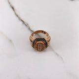 Anillo Signo Peso 10.5gr / T9 1/4 / Circones Negros Oro Rosa &