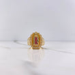 Anillo Virgen Guadalupe 7.85gr / T8 1/2 / Circones Fucsias Verdes Blancos Oro Amarillo &