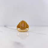 Anillo Virgen Guadalupe 7.85gr / T8 1/2 / Circones Fucsias Verdes Blancos Oro Amarillo &