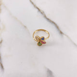 Anillo Mariposa 2.15gr / T6 / Circones Azules Fucsias Verdes Blancos Oro Amarillo &