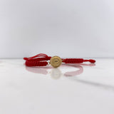 Pulsera Roja Herraje Letra P 0.55gr / 1.5cm / Troquelado Oro Amarillo &