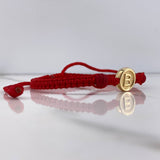 Pulsera Roja Herraje Letra B 0.55gr / 1cm / 5mm Tambor Bolas Neoprenos Rojas Oro Amarillo &