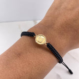 Pulsera Negra Herraje Letra U 0.55gr / 1.5cm / Troquelado Oro Amarillo &