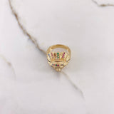 Anillo Indio 9.05gr / T8 1/2 / Circones Colores Oro Amarillo $