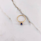 Anillo Solitario 2gr / T5 3/4 / Circones Azul Blancos Oro Amarillo $