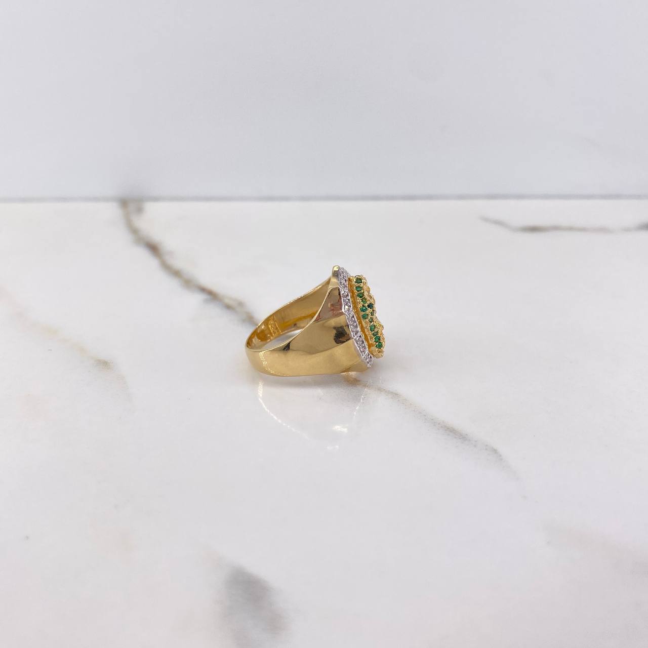 Anillo Virgen Guadalupe 6.1gr / T6 1/4 / Circones Fucsias Verdes Blancos Dos Oros Amarillo Blanco $