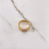 Anillo Cota De Malla 5.7gr / T8 1/4 / Circones Blancos Tres Oros $