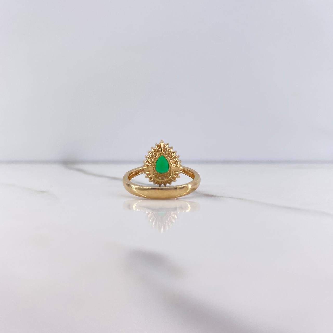 Anillo Halo Gota 3.5gr / T6 / Circones Verde Blancos Oro Amarillo $