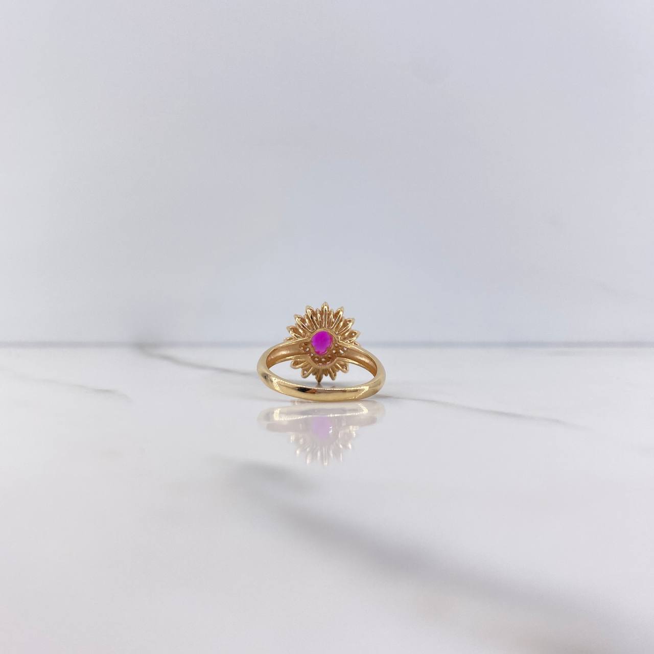 Anillo Halo 3.45gr / T6 / Circones Fucsias Blancos Oro Amarillo $