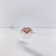 Anillo Solitario Corazon 2.3gr / T7 1/4 / Circones Fucsias Blancos Oro Amarillo $