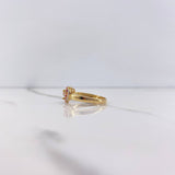 Anillo Solitario Corazon 2.3gr / T7 1/4 / Circones Fucsias Blancos Oro Amarillo $