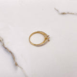 Anillo Solitario Doble Linea 2.4gr / T7 1/4 / Circones Blancos Oro Amarillo $