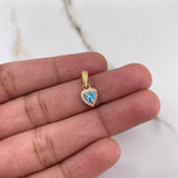 Dije Halo Corazon 0.85gr / 1.4cm / Circones Azul Blancos Oro Amarillo $