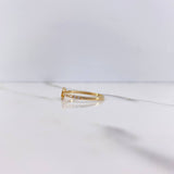 Anillo Ola Cruzada 1.45gr / T7 3/4 / Circones Blancos Oro Amarillo $