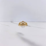 Anillo Corona Corazon 15s 2.4gr / T6 1/2 / Circones Blancos Oro Amarillo $